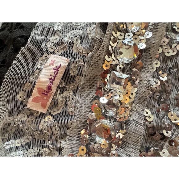 Sequin Mesh Cross Back Sleeveless silver XS Swiftie Reputation Indie Sleaze Y2K - Picture 8 of 11